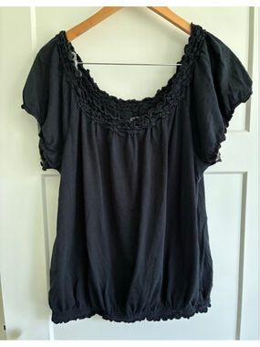 Lane Bryant Black peasant top Plus Size 22/24
